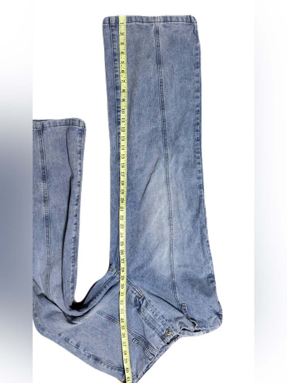 Light Blue Washed Front Seam Detail Wide Leg Jeans from PrettyLittleThing US 6 - Picture 10 of 12